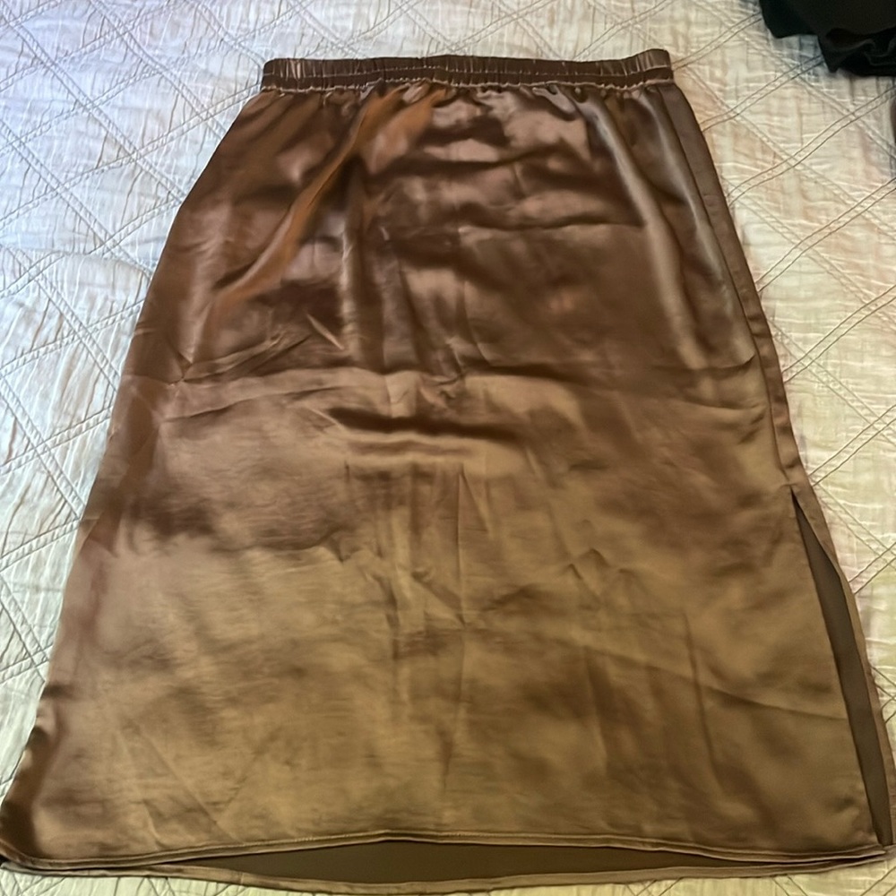 Cooper satin midi skirt, elastic waist